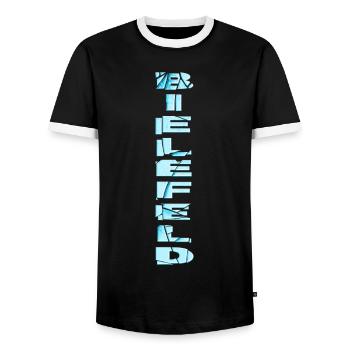 Bielefeld Deutschland Stadt Schrift Skyline Heimat - Männer Kontrast-T-Shirt - Schwarz/Weiß - Vorne - AI Model Female 172 light (172cm) & AI Model Male 178 light (178cm)