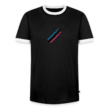3 slash brushstroke graffiti scratches lines - Men's Ringer Shirt - black/white - Front - AI Model Female 172 light (172cm) & AI Model Male 178 light (178cm)