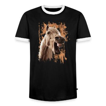 cheval - T-shirt contrasté Homme - noir/blanc - Devant - AI Model Female 172 light (172cm) & AI Model Male 178 light (178cm)