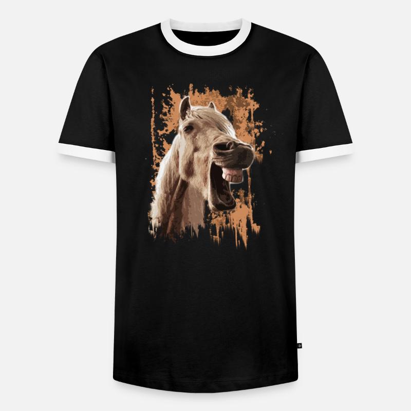 pferd - Männer Kontrast-T-Shirt - Schwarz/Weiß