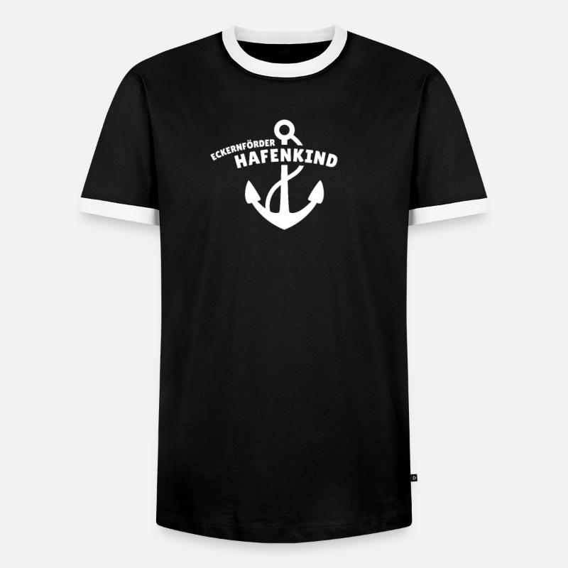Eckernförder Hafenkind - Männer Kontrast-T-Shirt - Schwarz/Weiß