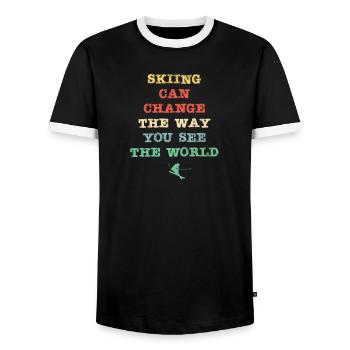 Le ski peut changer votre façon de voir le monde - T-shirt contrasté Homme - noir/blanc - Devant - AI Model Female 172 light (172cm) & AI Model Male 178 light (178cm)