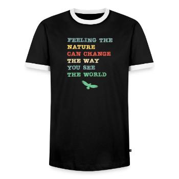 Feeling the nature can change the way you see the - Männer Kontrast-T-Shirt - Schwarz/Weiß - Vorne - AI Model Female 172 light (172cm) & AI Model Male 178 light (178cm)