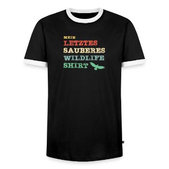 Mein letztes sauberes Wildlife Shirt - Männer Kontrast-T-Shirt - Schwarz/Weiß - Vorne - AI Model Female 172 light (172cm) & AI Model Male 178 light (178cm)