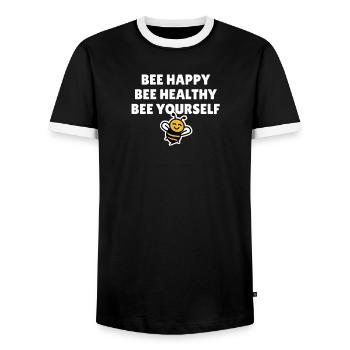 Bee Happy Bee Healthy Bee Yourself - Männer Kontrast-T-Shirt - Schwarz/Weiß - Vorne - AI Model Female 172 light (172cm) & AI Model Male 178 light (178cm)