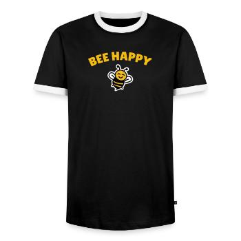 Bee happy - Männer Kontrast-T-Shirt - Schwarz/Weiß - Vorne - AI Model Female 172 light (172cm) & AI Model Male 178 light (178cm)