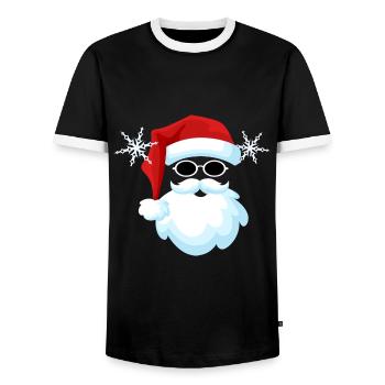 Santa Claus - Men's Ringer Shirt - black/white - Front - AI Model Female 172 light (172cm) & AI Model Male 178 light (178cm)