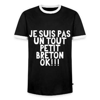je suis pas un tout petit breton ok - T-shirt contrasté Homme - noir/blanc - Devant - AI Model Female 172 light (172cm) & AI Model Male 178 light (178cm)