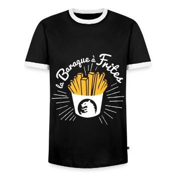 La baraque à frites, blason ch'ti ! - T-shirt contrasté Homme - noir/blanc - Devant - AI Model Female 172 light (172cm) & AI Model Male 178 light (178cm)