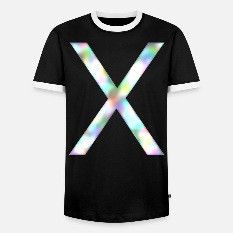 X - Regenbogen - Männer Kontrast-T-Shirt - Schwarz/Weiß