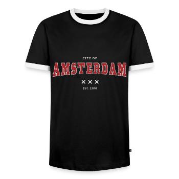 Amsterdam - Men's Ringer Shirt - black/white - Front - AI Model Female 172 light (172cm) & AI Model Male 178 light (178cm)
