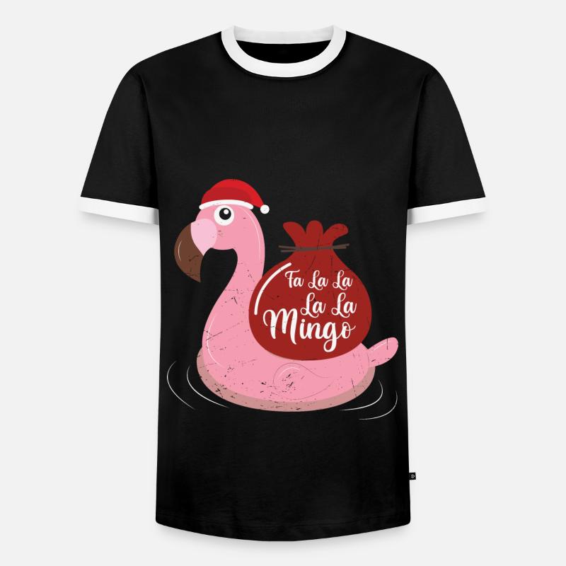 Flamingo Design Lustige Weihnachtspullover - Männer Kontrast-T-Shirt - Schwarz/Weiß