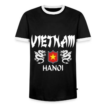 Vietnam - T-shirt contrasté Homme - noir/blanc - Devant - AI Model Female 172 light (172cm) & AI Model Male 178 light (178cm)