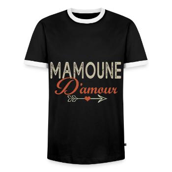 MAMOUNE D'AMOUR j'aime maman cadeau maman mamie - T-shirt contrasté Homme - noir/blanc - Devant - AI Model Female 172 light (172cm) & AI Model Male 178 light (178cm)