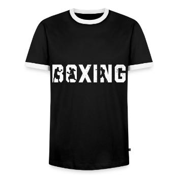 Boxing Design - MMA Kampfsport Boxen Boxer - Männer Kontrast-T-Shirt - Schwarz/Weiß - Vorne - AI Model Female 172 light (172cm) & AI Model Male 178 light (178cm)
