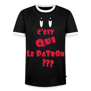 LE PATRON - T-shirt contrasté Homme - noir/blanc - Devant - AI Model Female 172 light (172cm) & AI Model Male 178 light (178cm)