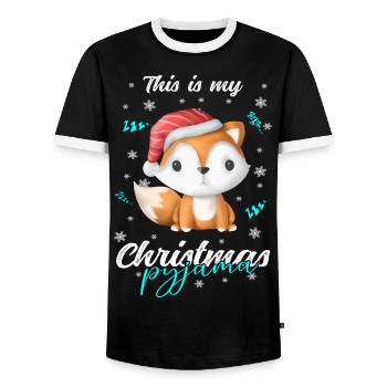 lustig Fuchs Weihnachten Weihnachtsschlafanzug - Männer Kontrast-T-Shirt - Schwarz/Weiß - Vorne - AI Model Female 172 light (172cm) & AI Model Male 178 light (178cm)