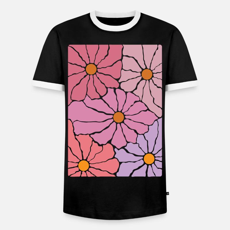 Boho Flora Blumen - Männer Kontrast-T-Shirt - Schwarz/Weiß