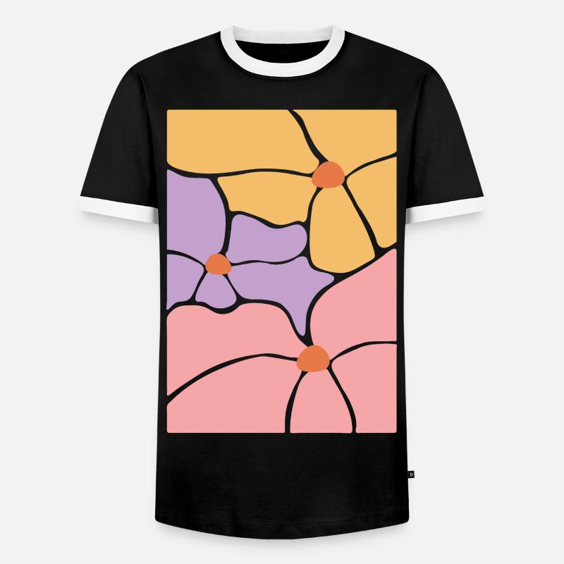 Boho Flora Blumen - Männer Kontrast-T-Shirt - Schwarz/Weiß