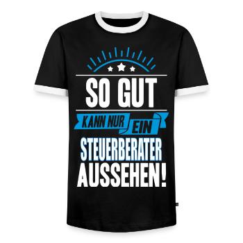STEUERBERATER - Männer Kontrast-T-Shirt - Schwarz/Weiß - Vorne - AI Model Female 172 light (172cm) & AI Model Male 178 light (178cm)