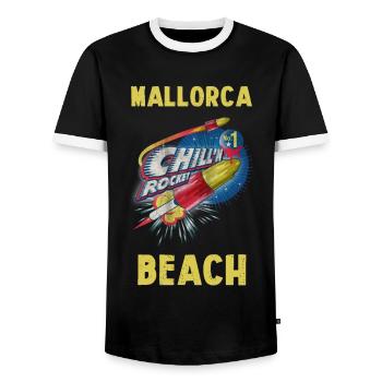 Mallorca Beach - Men's Ringer Shirt - black/white - Front - AI Model Female 172 light (172cm) & AI Model Male 178 light (178cm)