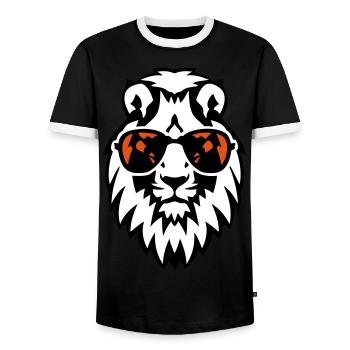 lion animal sun glasses - Men's Ringer Shirt - black/white - Front - AI Model Female 172 light (172cm) & AI Model Male 178 light (178cm)