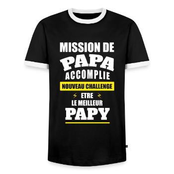 FUTUR PAPY - T-shirt contrasté Homme - noir/blanc - Devant - AI Model Female 172 light (172cm) & AI Model Male 178 light (178cm)