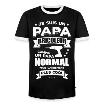 PAPA BRICOLEUR - T-shirt contrasté Homme - noir/blanc - Devant - AI Model Female 172 light (172cm) & AI Model Male 178 light (178cm)