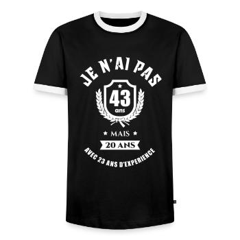 CADEAU ANNIVERSAIRE 43 ANS - T-shirt contrasté Homme - noir/blanc - Devant - AI Model Female 172 light (172cm) & AI Model Male 178 light (178cm)