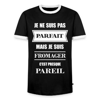 JE SUIS FROMAGER - T-shirt contrasté Homme - noir/blanc - Devant - AI Model Female 172 light (172cm) & AI Model Male 178 light (178cm)