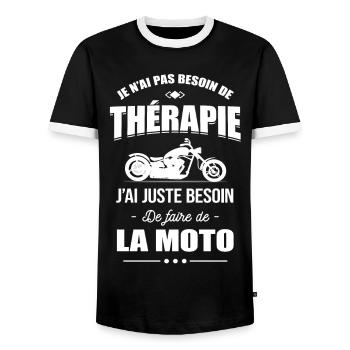 PAS BESOIN DE THÉRAPIE- BESOIN DE FAIRE DE LA MOTO - T-shirt contrasté Homme - noir/blanc - Devant - AI Model Female 172 light (172cm) & AI Model Male 178 light (178cm)