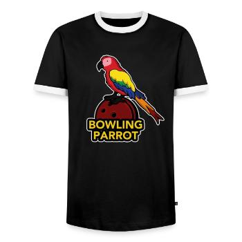 Perroquet Oiseau Sur Bowling Ball Cone Gift - T-shirt contrasté Homme - noir/blanc - Devant - AI Model Female 172 light (172cm) & AI Model Male 178 light (178cm)