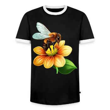 L’abeille mellifère au travail : conception de la pollinisation des fleurs - T-shirt contrasté Homme - noir/blanc - Devant - AI Model Female 172 light (172cm) & AI Model Male 178 light (178cm)