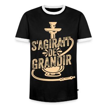 S’agirait de grandir - T-shirt contrasté Homme - noir/blanc - Devant - AI Model Female 172 light (172cm) & AI Model Male 178 light (178cm)