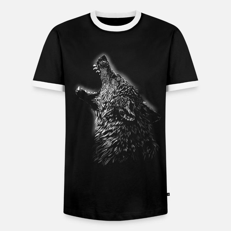 Wolf - Männer Kontrast-T-Shirt - Schwarz/Weiß