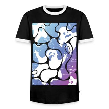halloween ghosts - Men's Ringer Shirt - black/white - Front - AI Model Female 172 light (172cm) & AI Model Male 178 light (178cm)