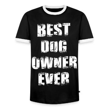 Best Dog Owner - Men's Ringer Shirt - black/white - Front - AI Model Female 172 light (172cm) & AI Model Male 178 light (178cm)