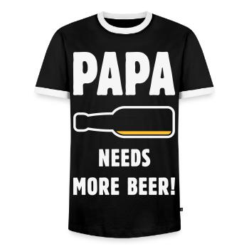 Papa Needs More Beer! (Vater Papi Bier / NEG 2C) - Männer Kontrast-T-Shirt - Schwarz/Weiß - Vorne - AI Model Female 172 light (172cm) & AI Model Male 178 light (178cm)