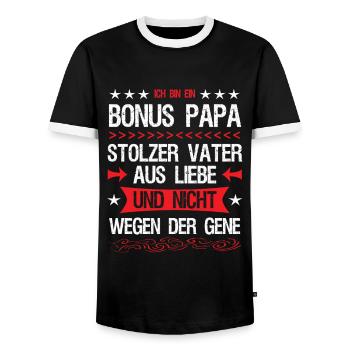 Bonus Papa Stiefvater Ziehvater Liebe Geschenk - Männer Kontrast-T-Shirt - Schwarz/Weiß - Vorne - AI Model Female 172 light (172cm) & AI Model Male 178 light (178cm)