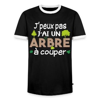 Bûcheron Forestier élagueur métier Forêt bois - T-shirt contrasté Homme - noir/blanc - Devant - AI Model Female 172 light (172cm) & AI Model Male 178 light (178cm)