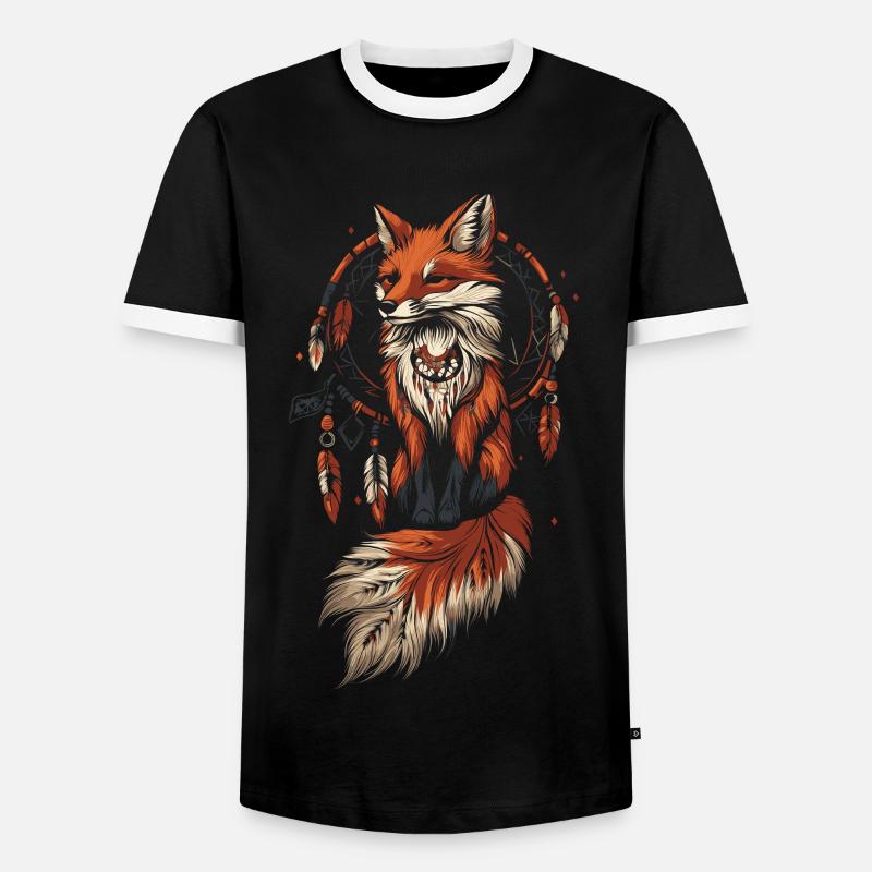 Fuchs Traumfäger Indianer - Männer Kontrast-T-Shirt - Schwarz/Weiß
