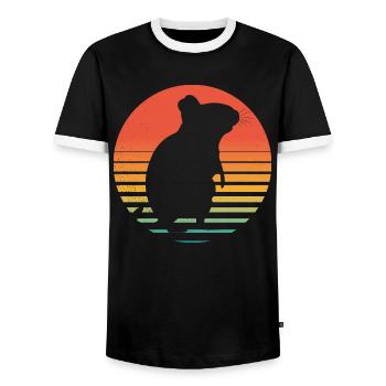 Degus | Funny Degu | Vintage Retro Sun - Men's Ringer Shirt - black/white - Front - AI Model Female 172 light (172cm) & AI Model Male 178 light (178cm)