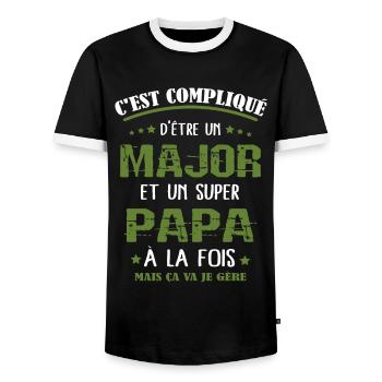 Papa major cadeau drôle fête des pères - T-shirt contrasté Homme - noir/blanc - Devant - AI Model Female 172 light (172cm) & AI Model Male 178 light (178cm)