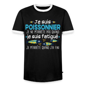 Poissonnier poisson métier cadeau humour - T-shirt contrasté Homme - noir/blanc - Devant - AI Model Female 172 light (172cm) & AI Model Male 178 light (178cm)