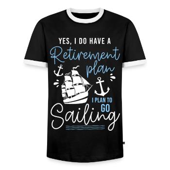 Sailing Ship Sailor Sail - Men's Ringer Shirt - black/white - Front - AI Model Female 172 light (172cm) & AI Model Male 178 light (178cm)