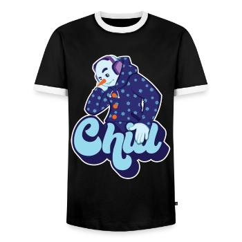 Chill Cool Fun Bonhomme de neige hiver Neige Cadeau de Noël - T-shirt contrasté Homme - noir/blanc - Devant - AI Model Female 172 light (172cm) & AI Model Male 178 light (178cm)