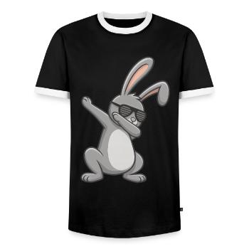 Easter Bunny Dab Easter - Men's Ringer Shirt - black/white - Front - AI Model Female 172 light (172cm) & AI Model Male 178 light (178cm)