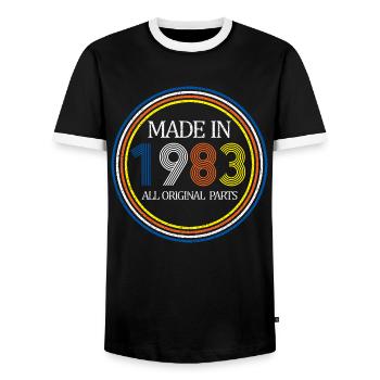 Made in 1983 Originalteile Geschenk zum 40. Geburtstag - Männer Kontrast-T-Shirt - Schwarz/Weiß - Vorne - AI Model Female 172 light (172cm) & AI Model Male 178 light (178cm)