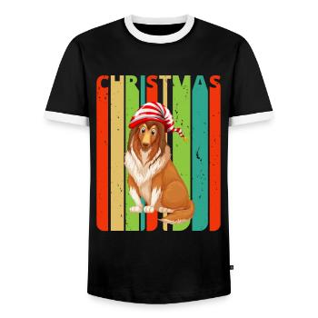 Retro Weihnachtsgeschenke für Familie und Freunde. Hund - Männer Kontrast-T-Shirt - Schwarz/Weiß - Vorne - AI Model Female 172 light (172cm) & AI Model Male 178 light (178cm)