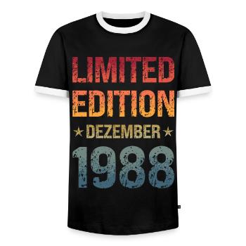 Édition limitée fête d’anniversaire Vintage 1988 - T-shirt contrasté Homme - noir/blanc - Devant - AI Model Female 172 light (172cm) & AI Model Male 178 light (178cm)